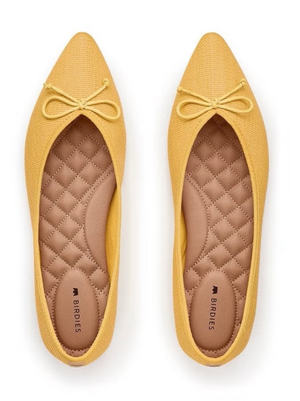 Birdies Women's Pointed Toe Bow Flats - Mustard Yellow 9